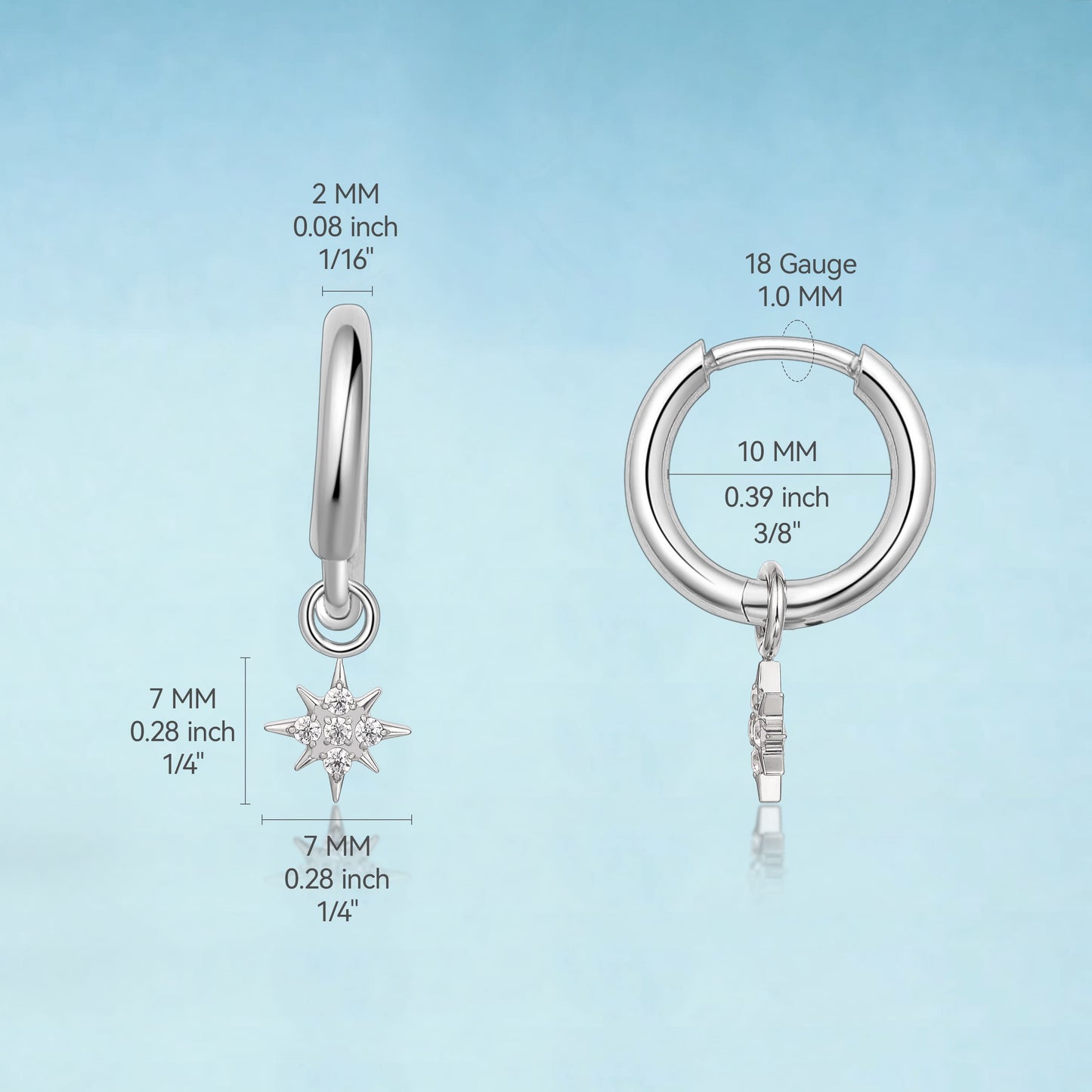 Orecchini huggie pendenti leggeri in titanio puro ipoallergenico Limerencia femminili, design barra verticale, croce, luna e fulmine, orecchini delicati con zircone a stella