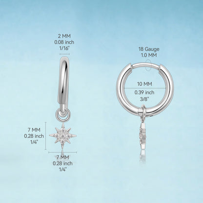 Orecchini huggie pendenti leggeri in titanio puro ipoallergenico Limerencia femminili, design barra verticale, croce, luna e fulmine, orecchini delicati con zircone a stella