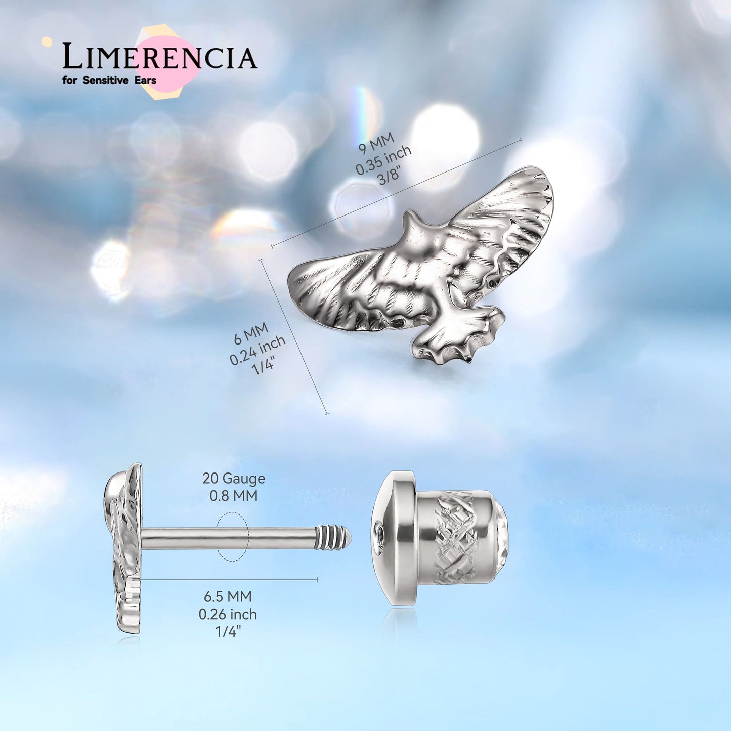Limerencia Hypoallergene G23 Titan-Schraubverschluss-Ohrringe Tragus 20G Helix F136 Piercingstecker für empfindliche Ohren Knorpel (J2)
