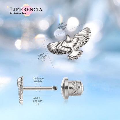 Limerencia Hypoallergene G23 Titan-Schraubverschluss-Ohrringe Tragus 20G Helix F136 Piercingstecker für empfindliche Ohren Knorpel (J2)