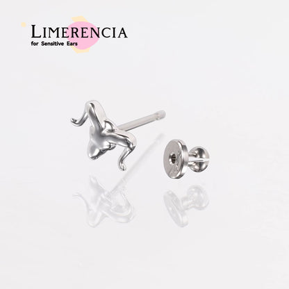 Limerencia F136 Reintitan Hypoallergen Implantatqualität Ohrstecker, G23 Kleine zierliche Zirkonia Ohrringe für empfindliche Ohren von Frauen (Kuhkopf)