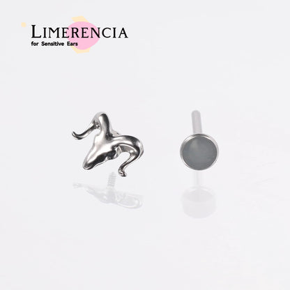 Gioiello piercing in titanio ipoallergenico ASTM F136 Limerencia, borchia filettata interna fondo piatto 18G 6mm 8mm 10mm, adatto per trago, elica, conca, cartilagine, naso e labbra (1 pezzo) (Testa di toro)