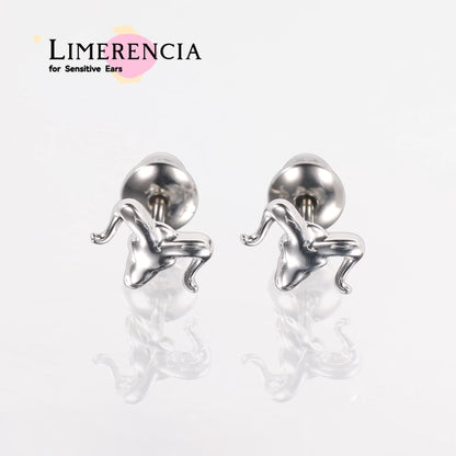 Orecchini a vite in titanio implantabile G23 Limerencia, piercing ipoallergenico F136 20G per cartilagine, trago ed elica orecchie sensibili, design testa di toro
