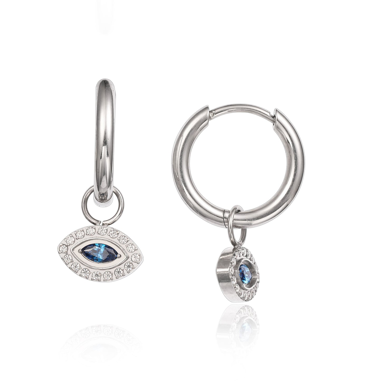 Limerencia Hypoallergene Ohrringe aus reinem Titan mit leichten Dangle Huggie-Ohrringen für Damen | Vertikaler Balken, Kreuz, Mond, Blitz | Zarte Ohrringe (Böser Blick)