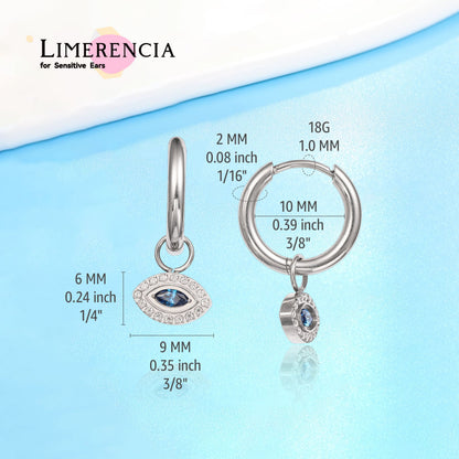 Limerencia Hypoallergene Ohrringe aus reinem Titan mit leichten Dangle Huggie-Ohrringen für Damen | Vertikaler Balken, Kreuz, Mond, Blitz | Zarte Ohrringe (Böser Blick)