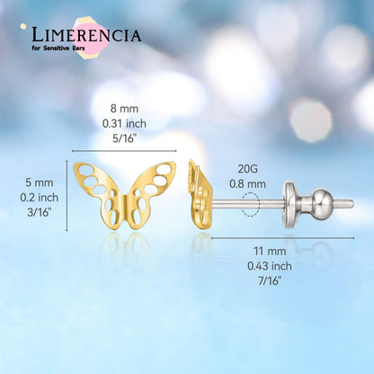 Orecchini Piccoli Eleganti in Titanio Puro G23 F136 Limerencia, Borchie Ipoallergeniche Grado Implantare Con Zirconi Cubici Per Donne Con Orecchie Sensibili Modello M1
