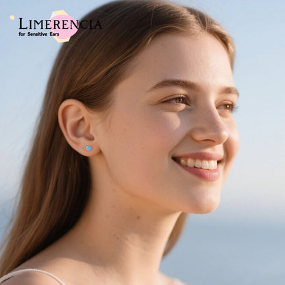 Limerencia 20G Titan-Flatback-Ohrringe für empfindliche Ohren, G23 hypoallergene Titan-Ohrringe mit Opalimitat und Schraubverschluss für Knorpel-, Helix- und Tragus-Piercings