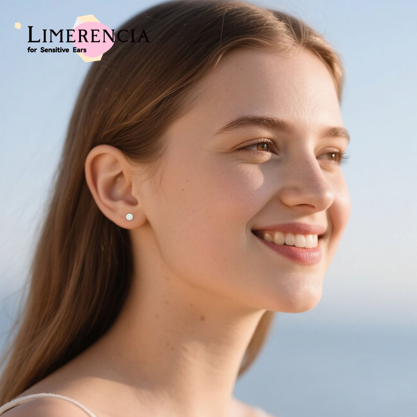 Limerencia 20G Titan-Flatback-Ohrringe für empfindliche Ohren, G23 hypoallergene Titan-Ohrringe mit Opalimitat und Schraubverschluss für Knorpel-, Helix- und Tragus-Piercings