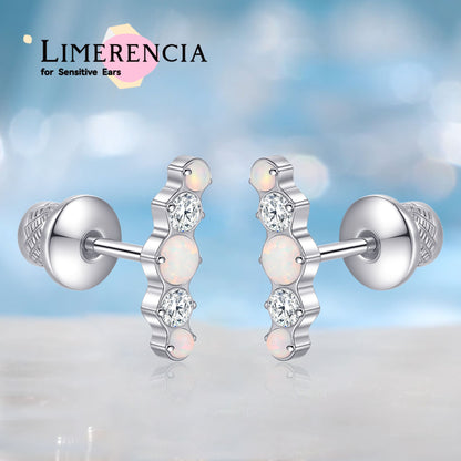 Limerencia Pendientes Hipoalergénicos de Titanio G23 Grado Implante con Cierre de Rosca Tragus 20G Hélice F136 Poste Perforación para Orejas Sensibles Cartílago (Ópalo CZ)
