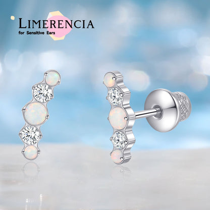 Limerencia Pendientes Hipoalergénicos de Titanio G23 Grado Implante con Cierre de Rosca Tragus 20G Hélice F136 Poste Perforación para Orejas Sensibles Cartílago (Ópalo CZ)