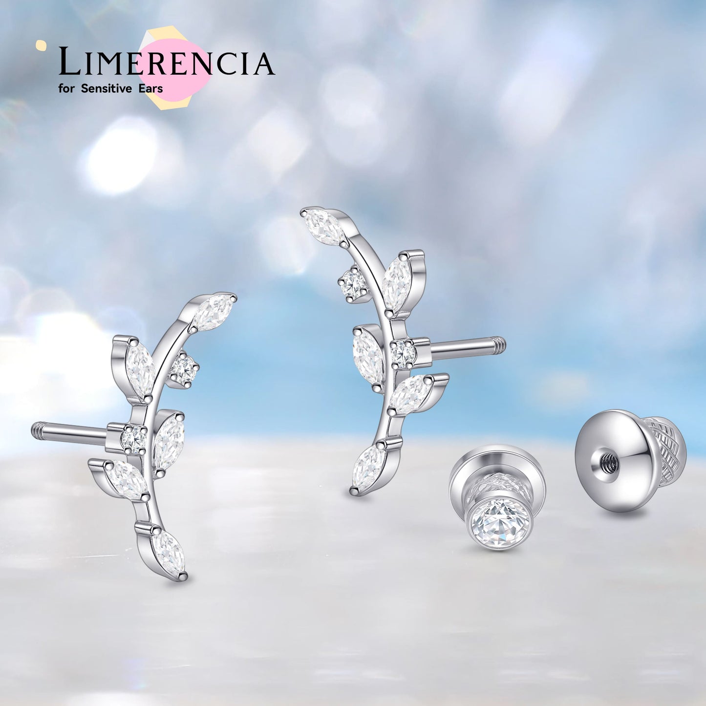 Orecchini piatti a vite in titanio implantabile G23 F136 Limerencia, piercing 20G ipoallergenici per donna orecchie sensibili, trago elica cartilagine (modello L2)