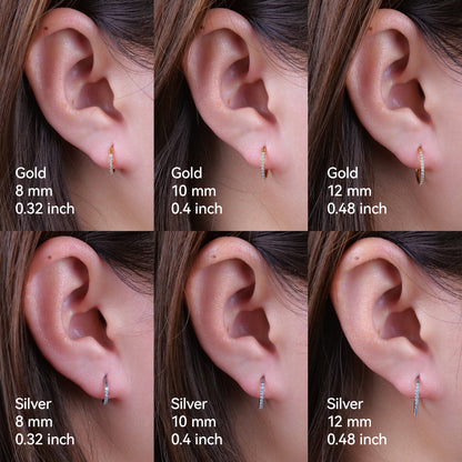 Limerencia F136 Titanium  Endless Hoops Earring | Dainty Cubic Zirconia Cartilage Tiny Earring for Sensitive Ears Hypoallergenic Lightweight for Women Men，12mm