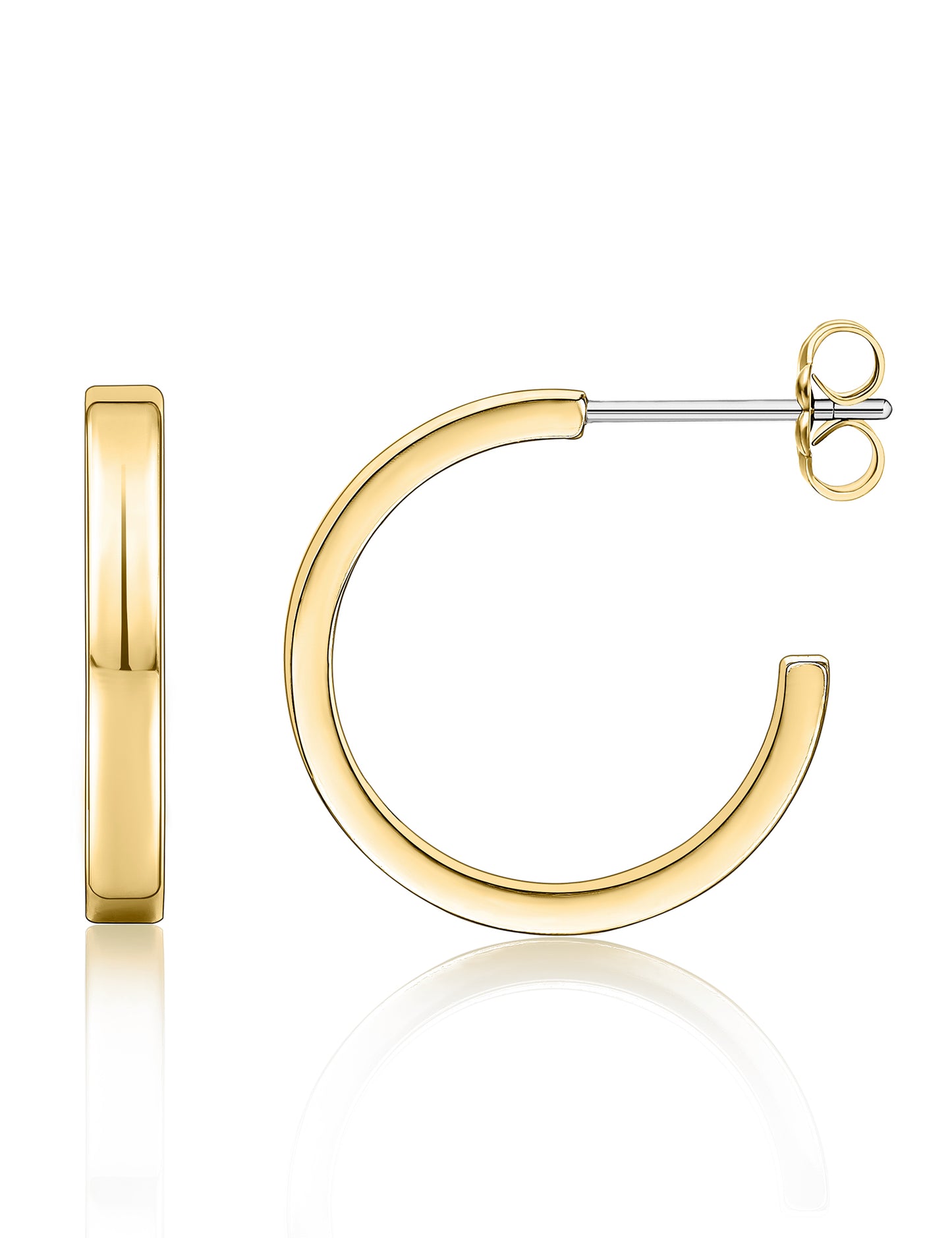 Limerencia Hypoallergenic G23 Pure Titanium Big Post Thin Square Edge Open Hoop | F136 Implant Grade Womens Dainty Hoop Earrings | Lightweight for Sensitive Ears (20 millimeters, Gold)