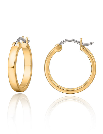 Pendientes de aro hipoalergénicos Limerencia G23 de titanio puro para mujer, para orejas sensibles (sin gema, 20 mm, oro)