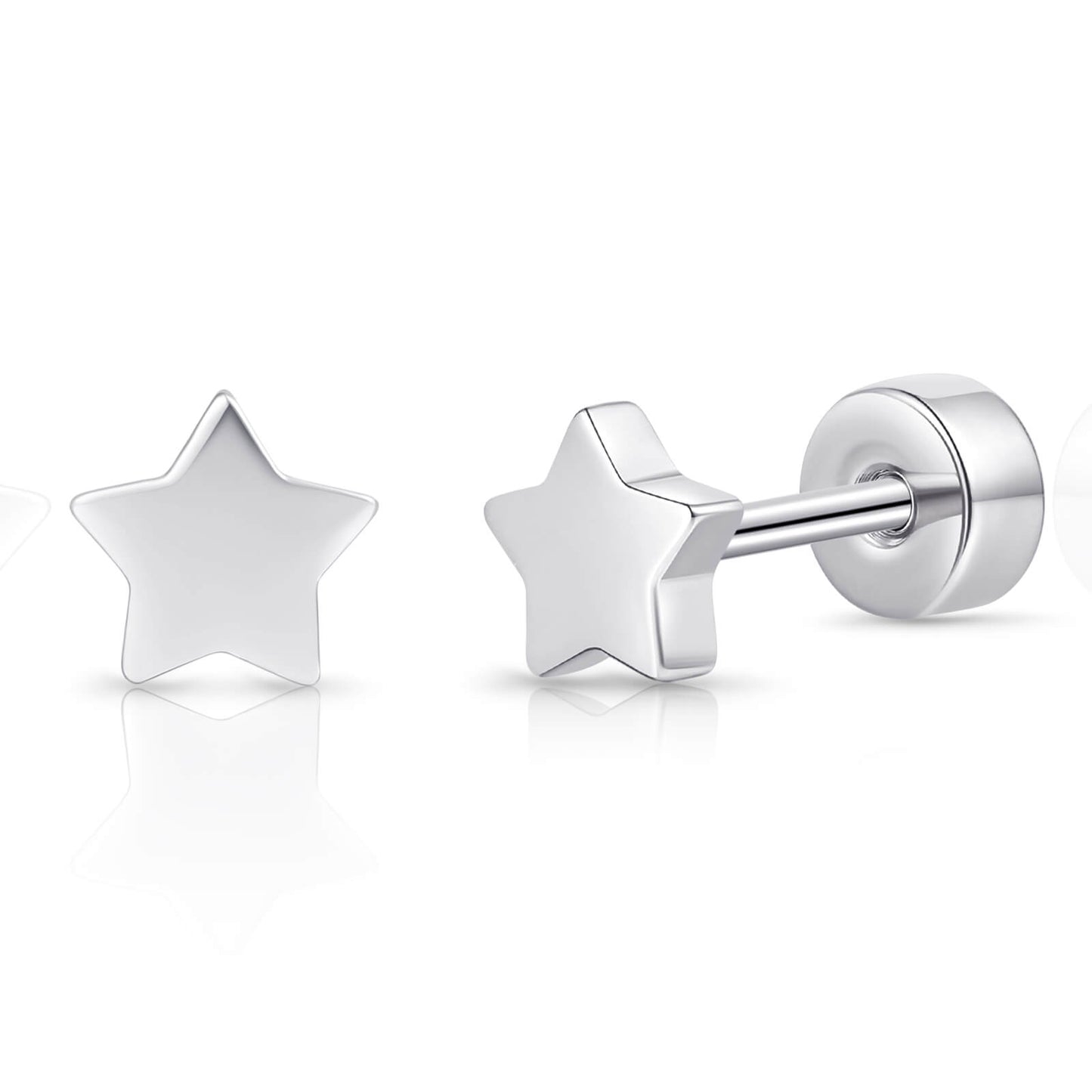 Limerencia Titan-Flachverschluss-Ohrstecker, hypoallergene Herz-/Stern-Schraubverschluss-Ohrstecker für Damen und Herren, klassische 5mm Schlafohrstecker für Knorpel und Ohrläppchen