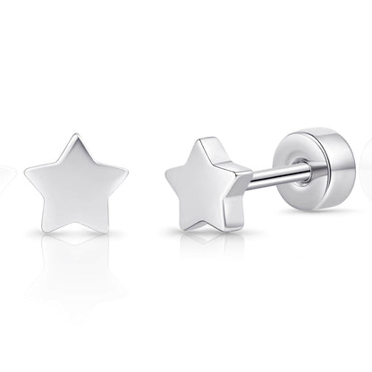Limerencia Titan-Flachverschluss-Ohrstecker, hypoallergene Herz-/Stern-Schraubverschluss-Ohrstecker für Damen und Herren, klassische 5mm Schlafohrstecker für Knorpel und Ohrläppchen