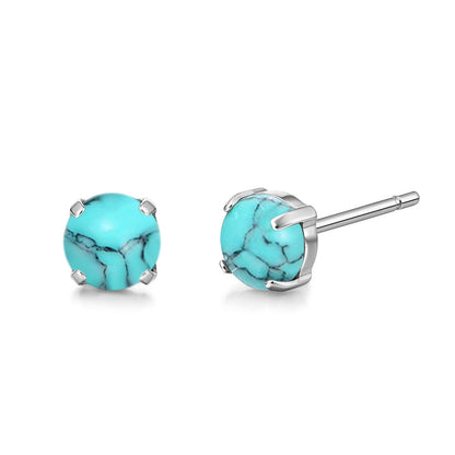 Limerencia G23 Hypoallergene Ohrstecker aus reinem Titan, Opal-/Mondstein-/Katzenaugen-/Blauer-Türkis-Ohrstecker, F136 Implantat-Qualität|Filigraner Schmuck für empfindliche Ohren (5 mm, Türkis)