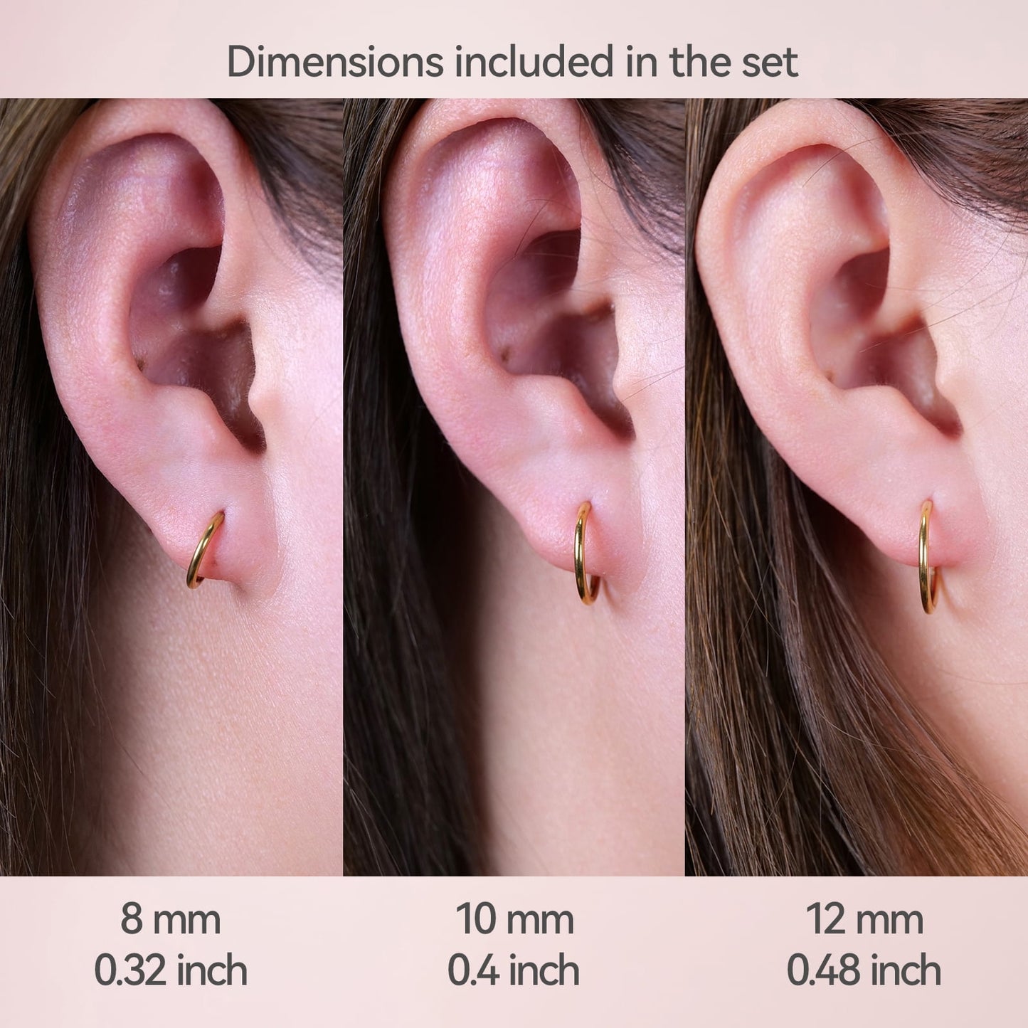 F136 Implant Grade Pure Titanium Small Gold Silver Hoop Earrings for Women Men,Hypoallergenic Cartilage  Earrings for Sensitive Ears,Tiny Huggie Hoops Earring Set