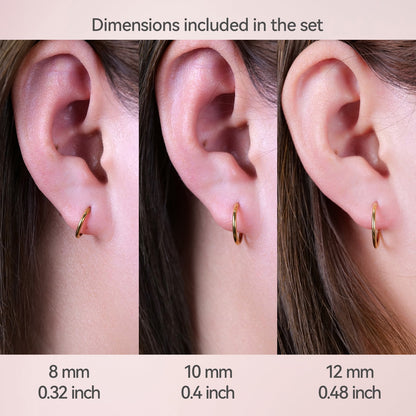F136 Implant Grade Pure Titanium Small Gold Silver Hoop Earrings for Women Men,Hypoallergenic Cartilage  Earrings for Sensitive Ears,Tiny Huggie Hoops Earring Set