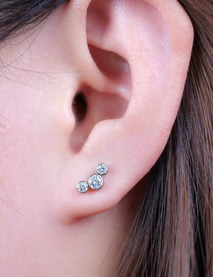 Threadless Earring  Stud,18g Flat Back Nose Stud, F136 Implant Grade Titanium Pressfit ,Push In Nose Rings,Hypoallergenic Nose Piercing Lip Tragus Studs Earrings
