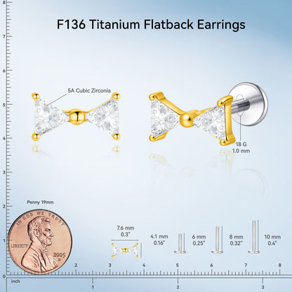 Limerencia 18G Titan Piercing-Schmuck, Innengewinde-Flachrücken-Ohrstecker für Tragus, Helix, Ohrmuschel und Medusa, Knorpelohrring für Damen und Herren, 1 Stück / Schleifenform