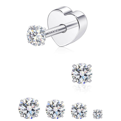 Limerencia Moissanite Stud Earrings for Women Men, F136 Hypoallergenic Titanium Earrings for Sensitive Ears, 18K White Gold Plated Star or Heart Flat Back, D Color VVS1 Clarity, GRA Certificate