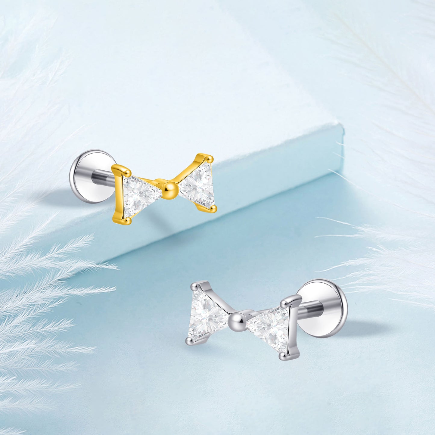Limerencia 18G Titan Piercing-Schmuck, Innengewinde-Flachrücken-Ohrstecker für Tragus, Helix, Ohrmuschel und Medusa, Knorpelohrring für Damen und Herren, 1 Stück / Schleifenform
