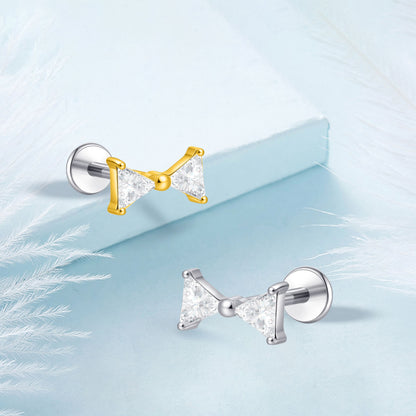 Limerencia 18G Titan Piercing-Schmuck, Innengewinde-Flachrücken-Ohrstecker für Tragus, Helix, Ohrmuschel und Medusa, Knorpelohrring für Damen und Herren, 1 Stück / Schleifenform
