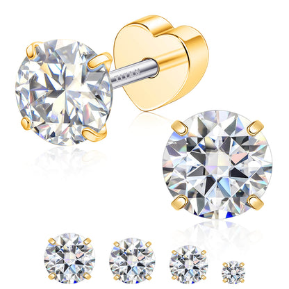 Limerencia Moissanite Stud Earrings for Women Men, F136 Hypoallergenic Titanium Earrings for Sensitive Ears, 18K White Gold Plated Star or Heart Flat Back, D Color VVS1 Clarity, GRA Certificate