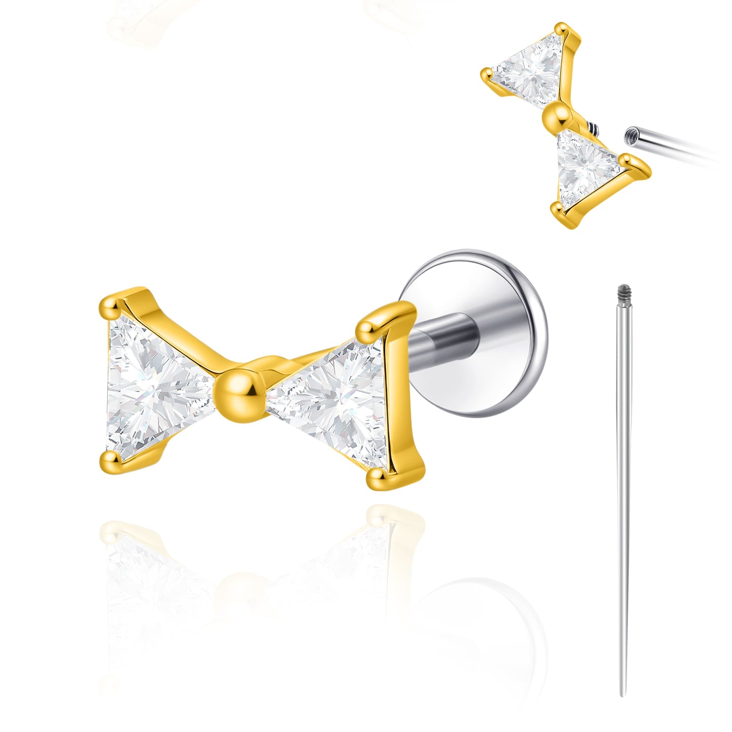 Limerencia 18G Titan Piercing-Schmuck, Innengewinde-Flachrücken-Ohrstecker für Tragus, Helix, Ohrmuschel und Medusa, Knorpelohrring für Damen und Herren, 1 Stück / Schleifenform