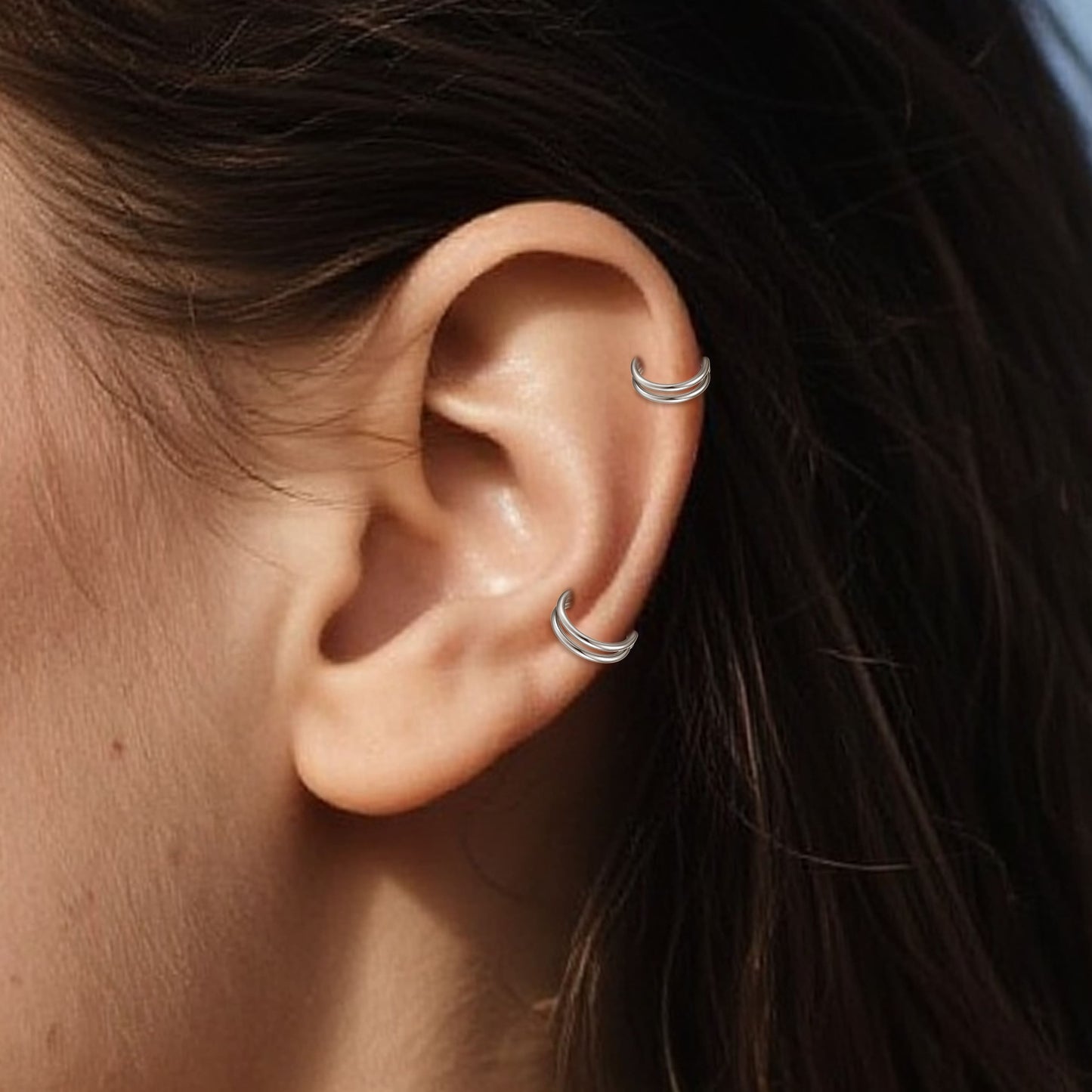 Aro nasal Limerencia, aro de titanio para mujer y hombre – circonitas cúbicas en ambos lados