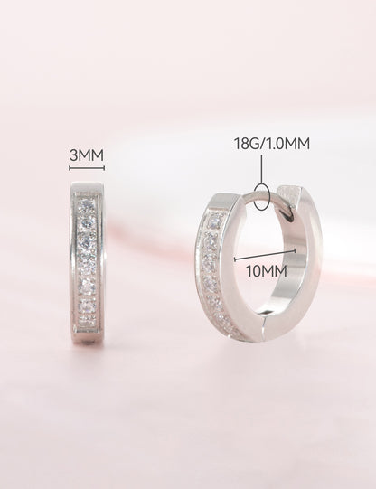 Limerencia G23 Aretes de aro hipoalergénicos de titanio puro para orejas sensibles (aro con circonita cúbica de 10 mm, oro)