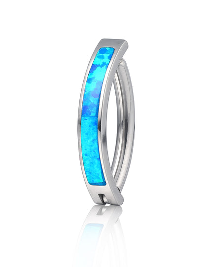 limerencia 14G G23 Anillo para ombligo de titanio con circonita cúbica en forma de lágrima pequeña 10mm Joyería para piercing de ombligo con rosca interna (10mm, Aro curvo ópalo azul)