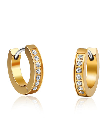 Limerencia G23 Aretes de aro hipoalergénicos de titanio puro para orejas sensibles (aro con circonita cúbica de 10 mm, oro)