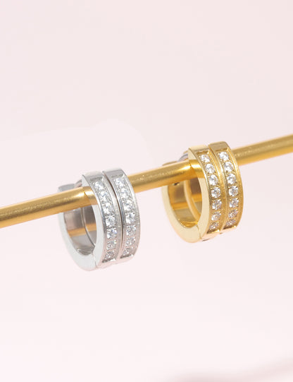 Limerencia G23 Aretes de aro hipoalergénicos de titanio puro para orejas sensibles (aro con circonita cúbica de 10 mm, oro)