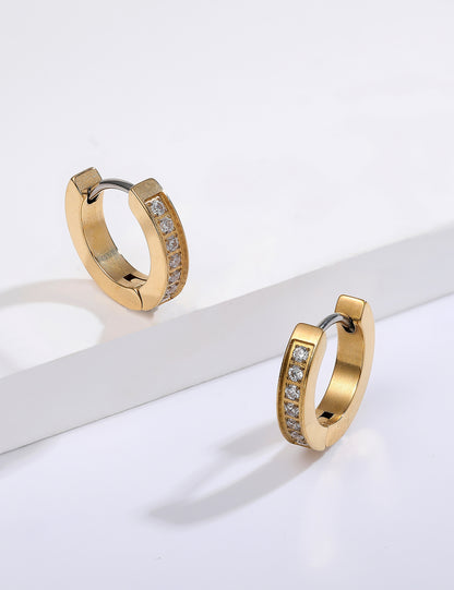 Limerencia G23 Aretes de aro hipoalergénicos de titanio puro para orejas sensibles (aro con circonita cúbica de 10 mm, oro)