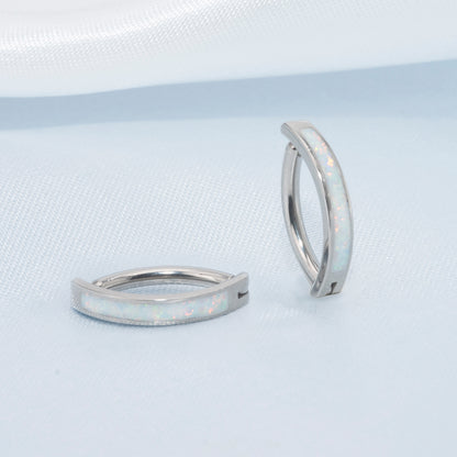 Anello ombelicale Limerencia 14G in titanio G23 con zircone a goccia piccolo, gioiello piercing ombelicale filettato interno 10 mm (10 mm, cerchio curvo opale bianco)