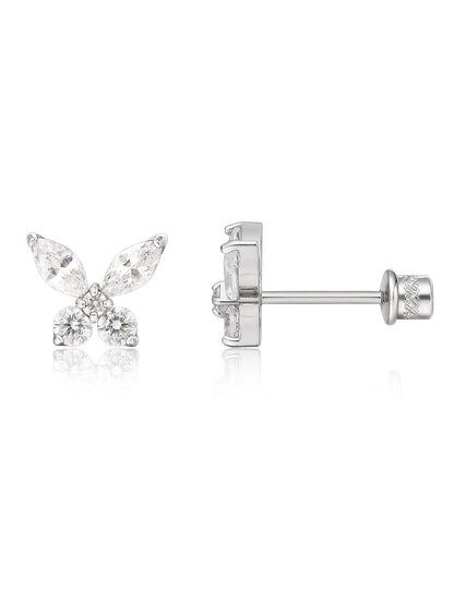 Limerenz Hypoallergener G23 Implantatgrad Titan Schraubverschluss Ohrringe Tragus 20G Helix F136 Piercing Post für empfindliche Mädchenohren Knorpel- Schmetterling Weiß Zirkonia