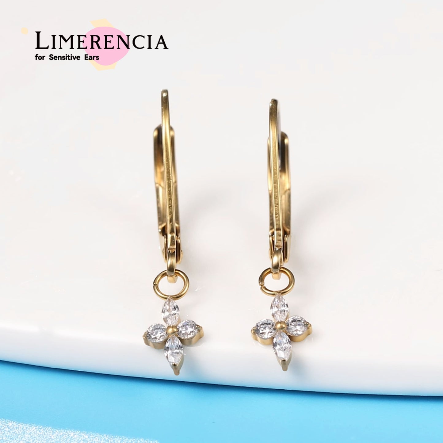 Orecchini pendenti a leva titanio G23 Limerencia, gioielli moda donna titanio F136 ipoallergenico, regalo / forma fiore