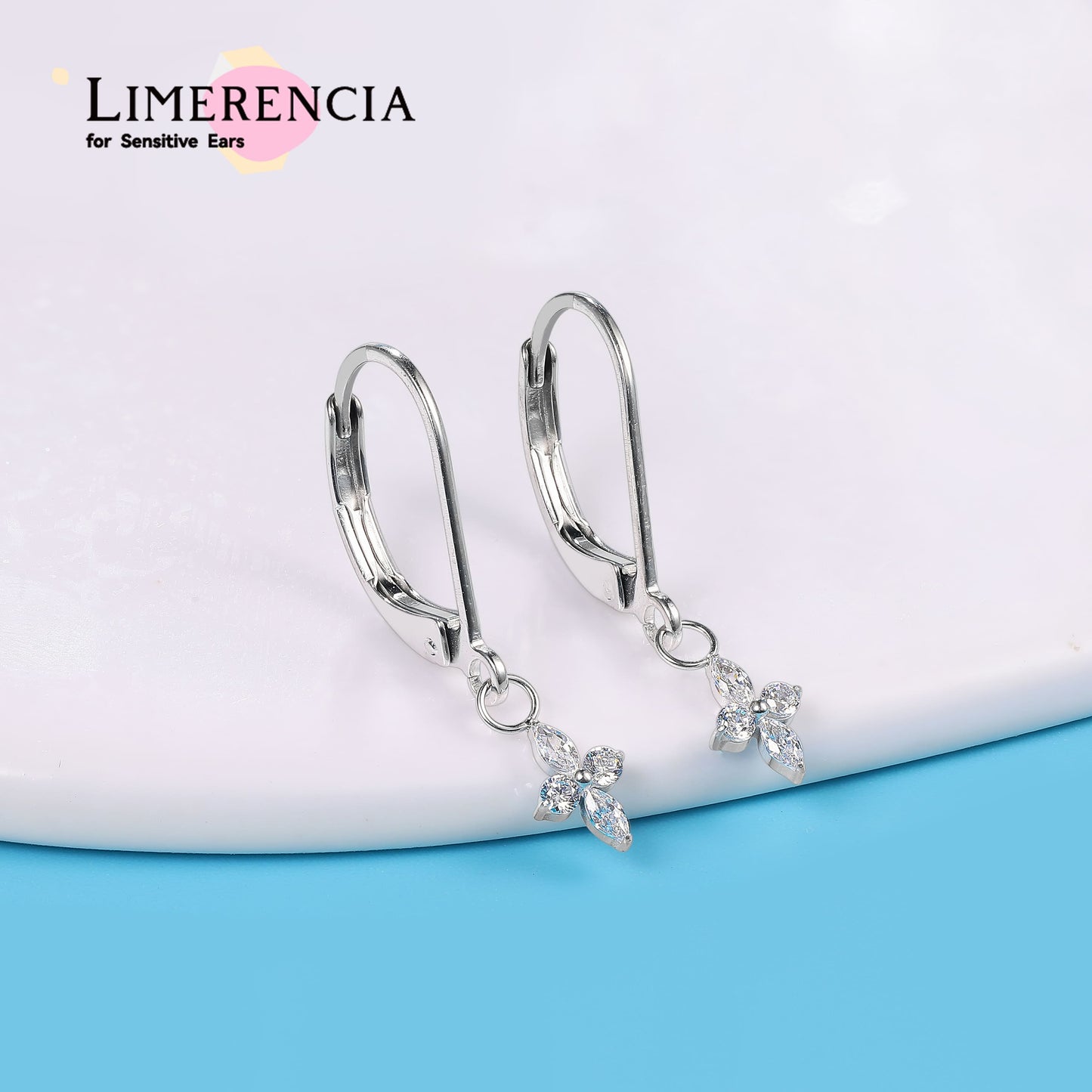 Orecchini pendenti a leva titanio G23 Limerencia, gioielli moda donna titanio F136 ipoallergenico, regalo / forma fiore
