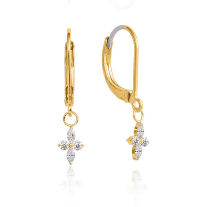 Orecchini pendenti a leva titanio G23 Limerencia, gioielli moda donna titanio F136 ipoallergenico, regalo / forma fiore