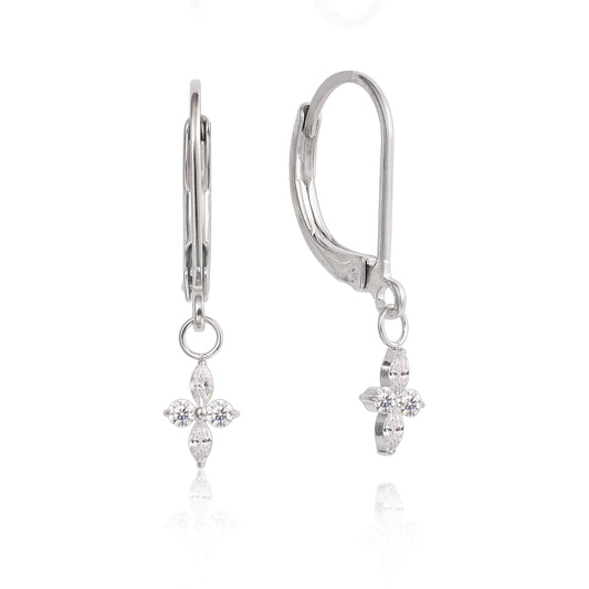 Orecchini pendenti a leva titanio G23 Limerencia, gioielli moda donna titanio F136 ipoallergenico, regalo / forma fiore