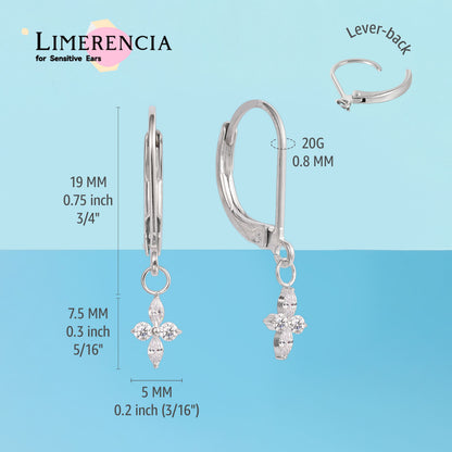 Orecchini pendenti a leva titanio G23 Limerencia, gioielli moda donna titanio F136 ipoallergenico, regalo / forma fiore