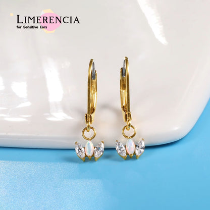 Limerencia G23 Titanium Leverback Earrings Dangle Drop Earrings for Women Fashion F136 Titanium Earrings Hypoallergenic Jewelry Gift--crown