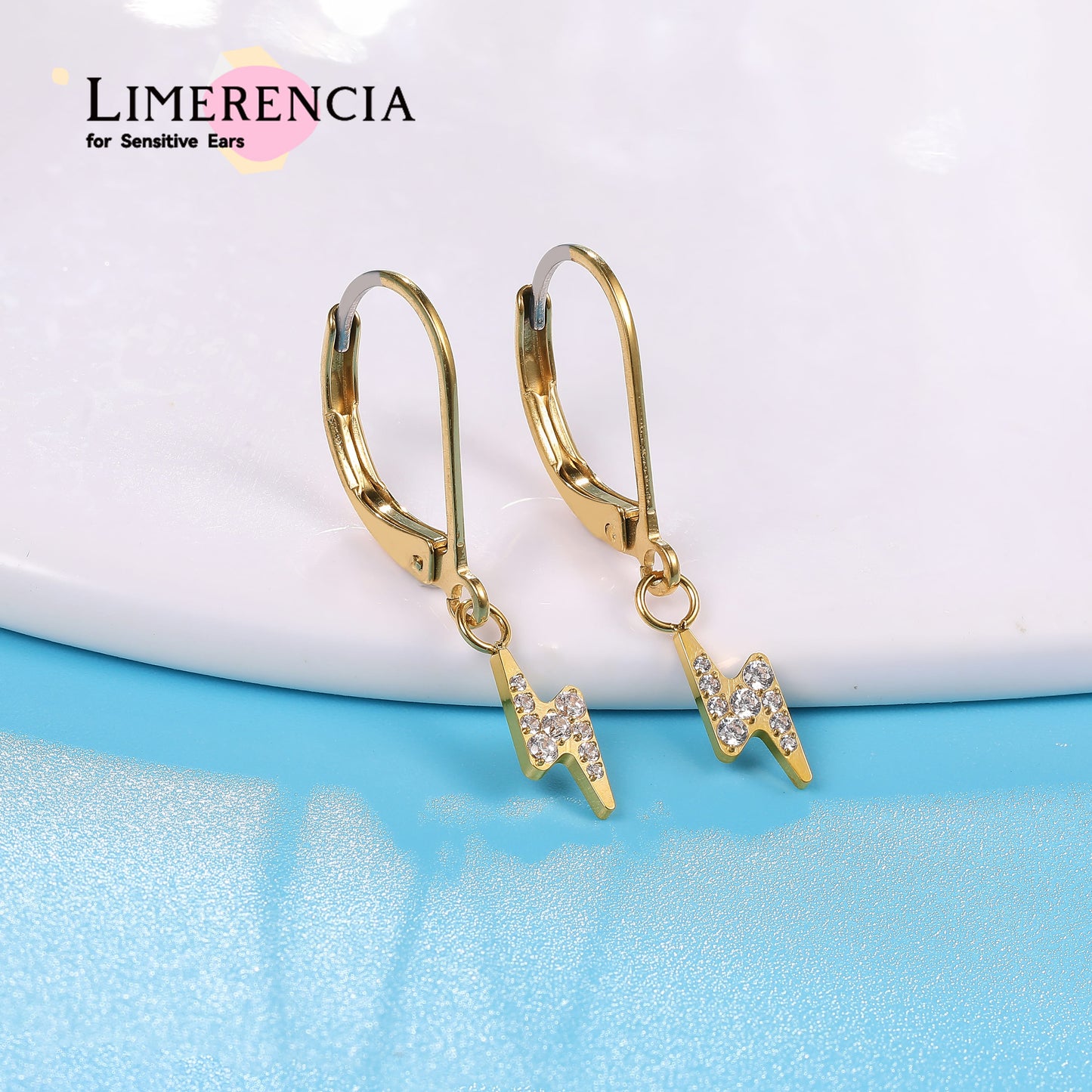 Boucles d’oreilles Limerencia à fermoir levier en titane G23, boucles pendantes goutte pour femme, boucles mode en titane F136, bijou hypoallergénique cadeau – motif éclair