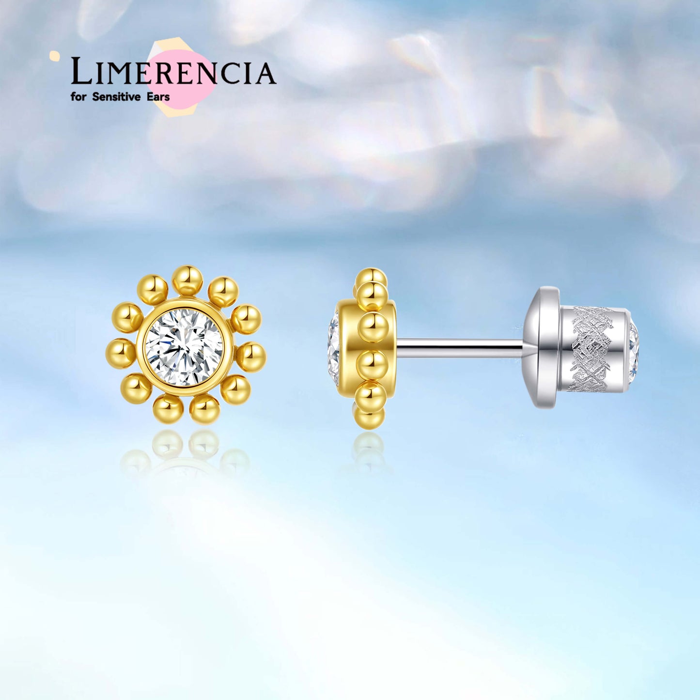 limerencia 20G Hypoallergenic Titanium Screw Back Earrings G23 Implant Grade F136 Studs Post for Sensitive Ears Tragus Helix Cartilage/Sunflower