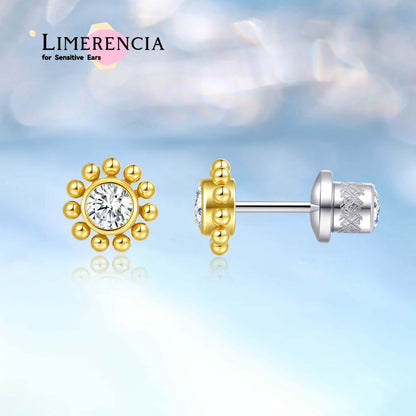 limerencia 20G Hypoallergenic Titanium Screw Back Earrings G23 Implant Grade F136 Studs Post for Sensitive Ears Tragus Helix Cartilage/Sunflower