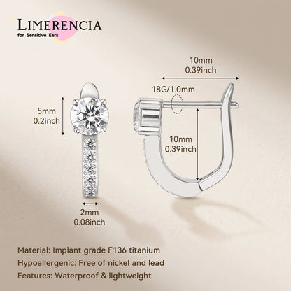 Limerencia Hypoallergenic Titanium F136 Implant Grade Small Hoops | Huggie Earrings, Cubic Zirconia Cuff Earrings Lightweight for Women (Silver)