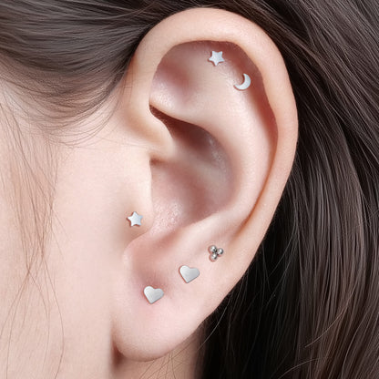 Limerencia 18G Reintitan-Körperschmuck, G23 hypoallergene Stecker mit Flachboden und Innengewinde, geeignet für Tragus, Helix, Knorpel, Conch, Medusa-, Lippen- und Labret-Piercing für Damen und Herren