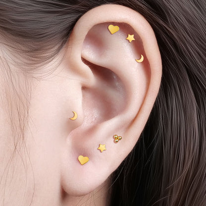 Limerencia 18G Reintitan-Körperschmuck, G23 hypoallergene Stecker mit Flachboden und Innengewinde, geeignet für Tragus, Helix, Knorpel, Conch, Medusa-, Lippen- und Labret-Piercing für Damen und Herren